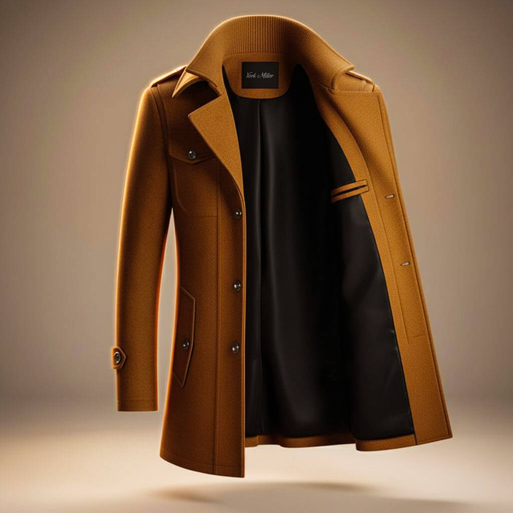 Callum Virgin Wool Coat - Men's in cognac brown