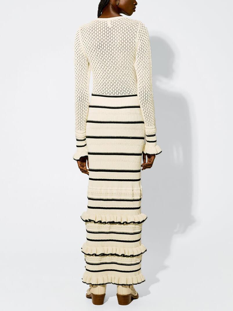 Long Sleeve Knit Maxi Dress - Women's in cream
