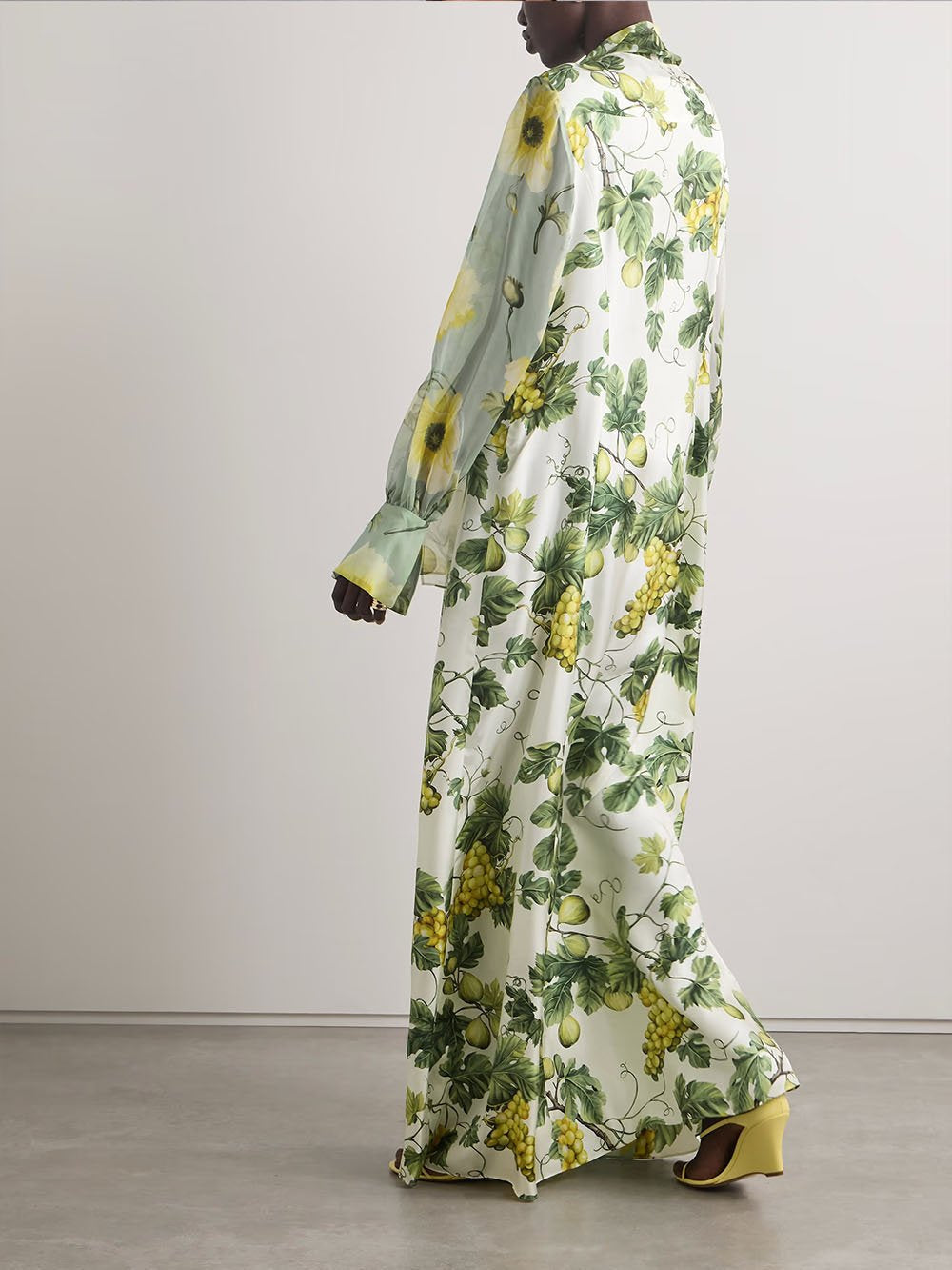 Delicate Floral Maxi Dress - Women's in green