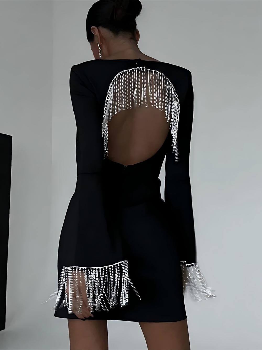 Open-Back Mini Dress - Women's in black