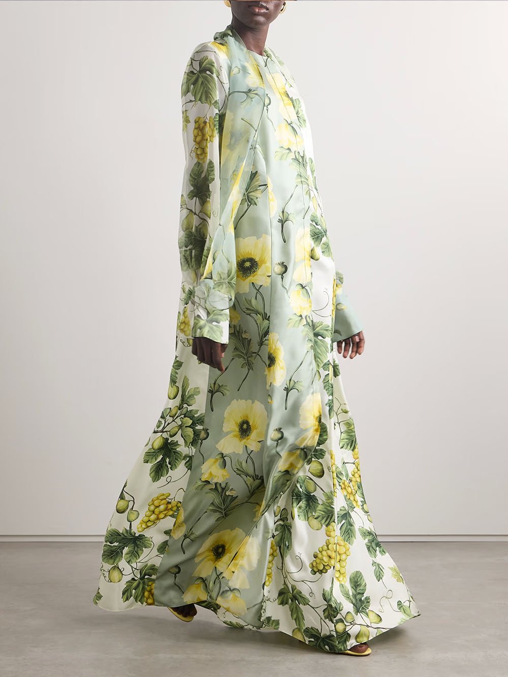 Delicate Floral Maxi Dress - Women's in green