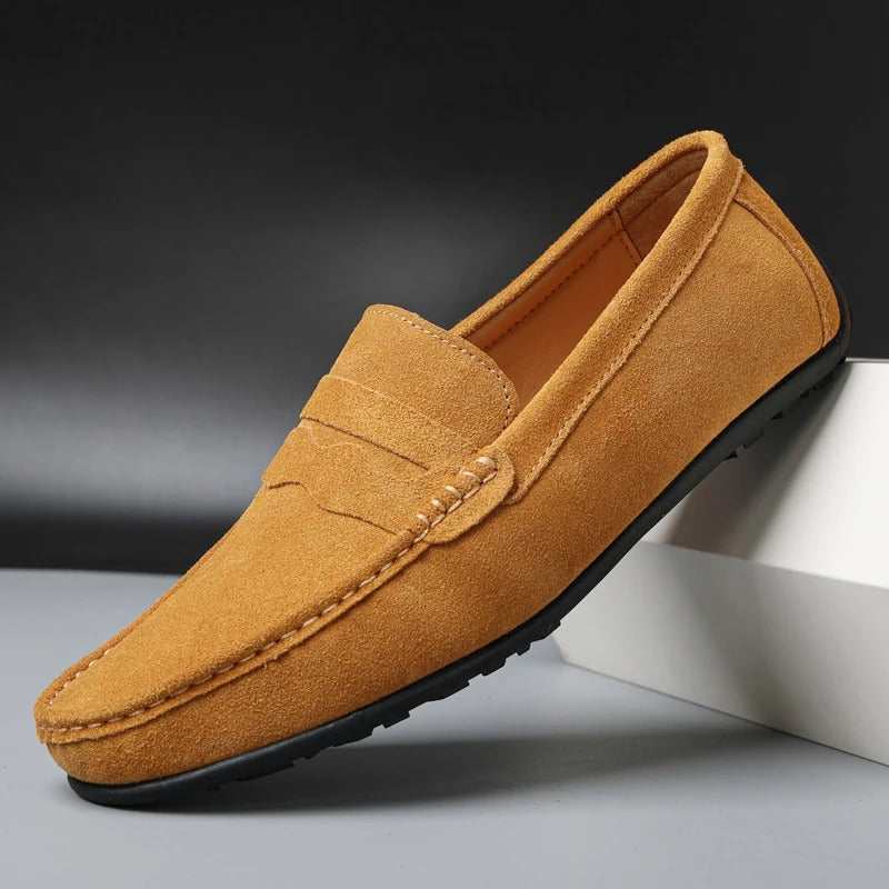 Le Dreux Suede Loafers - Men's in navy