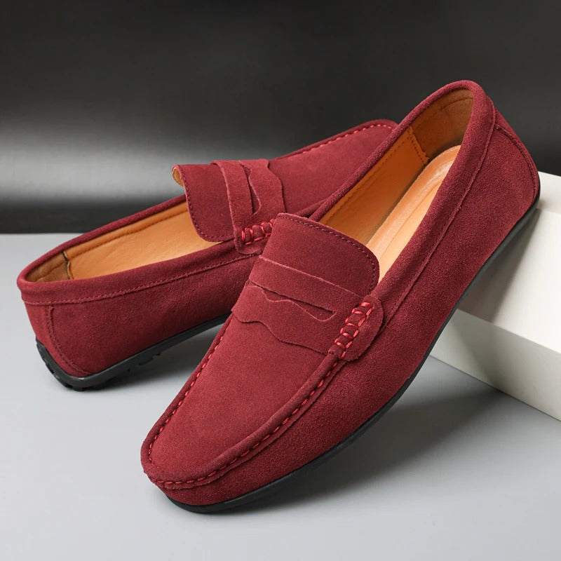 Le Dreux Suede Loafers - Men's in navy