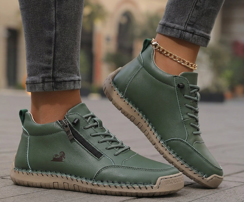 Nina Cushioned Sneakers - Women's in khaki