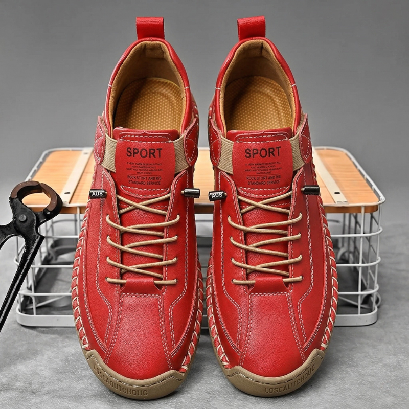 Calder Handmade Leather Sneakers - Men's in olive
