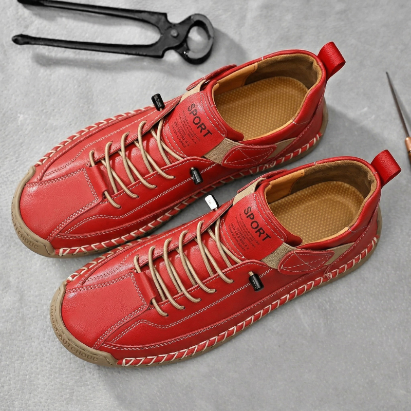 Calder Handmade Leather Sneakers - Men's in olive
