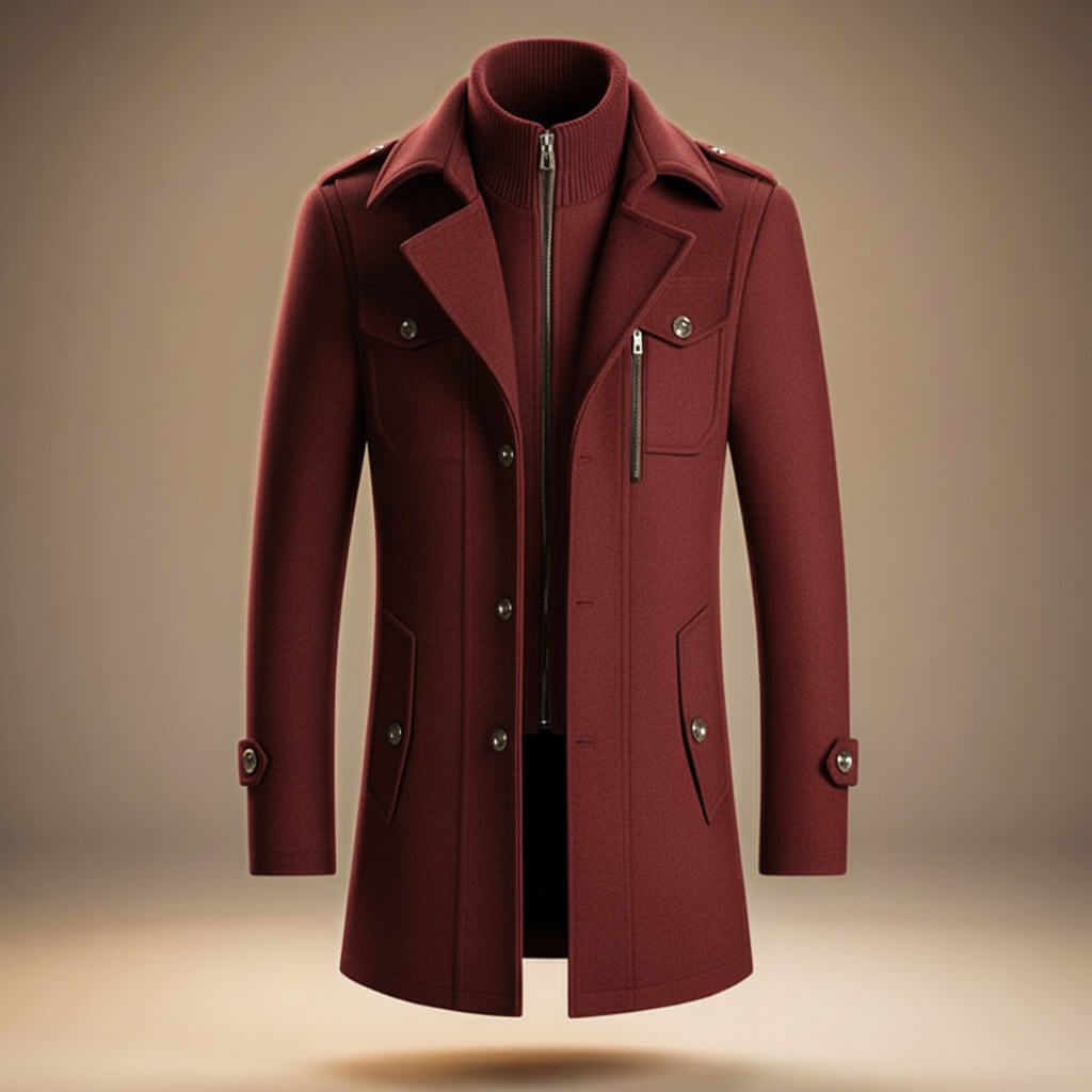 Callum Virgin Wool Coat - Men's in cognac brown