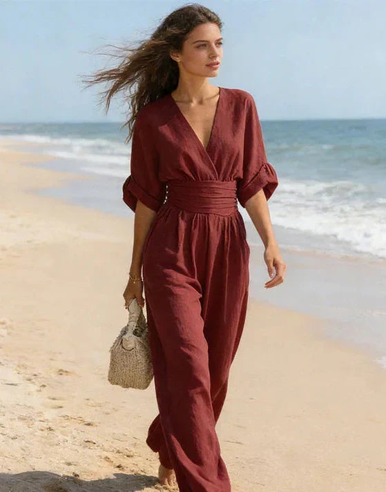 Hayes Wide-Leg Jumpsuit - Women's in burgundy