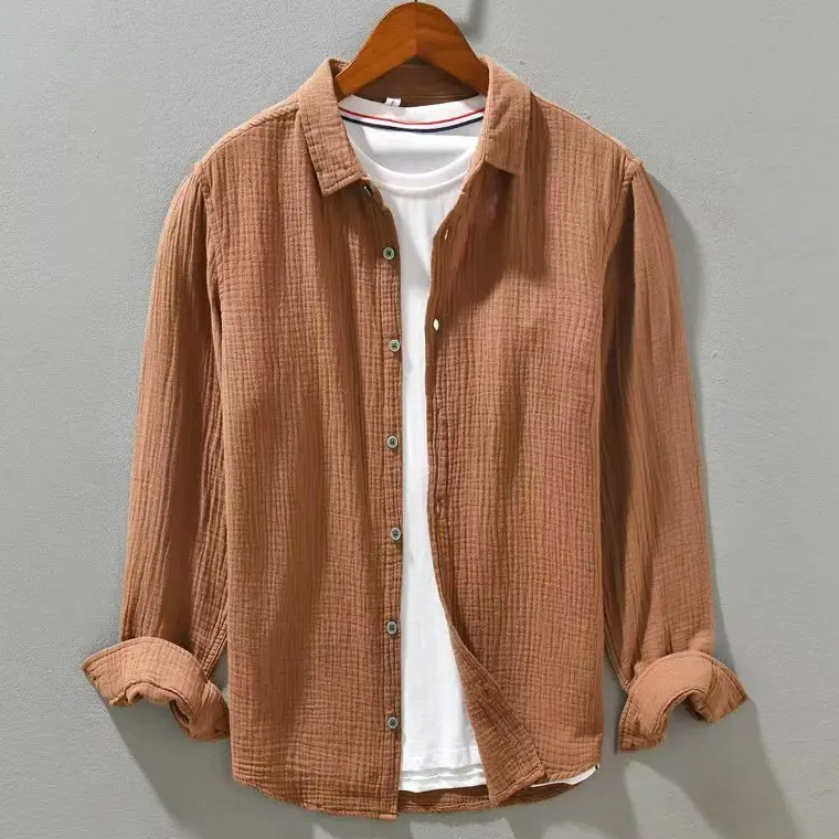 Kensington Pleated Shirt - Unisex in brown