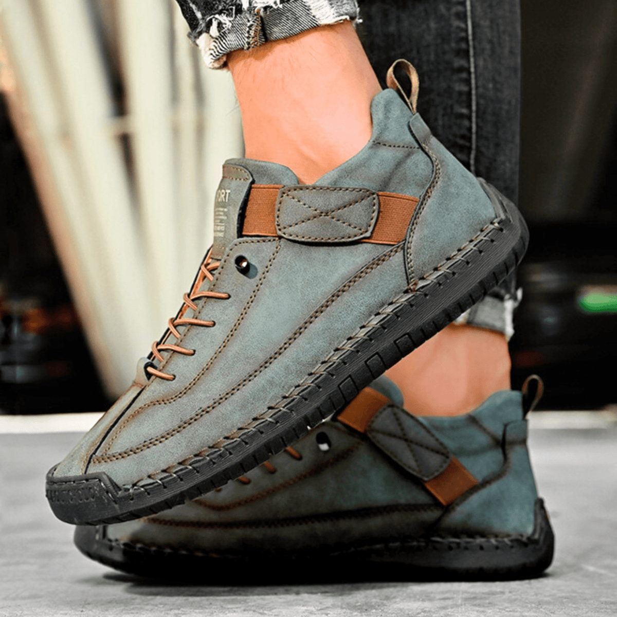 Hutton Artisan Leather Sneakers - Men's in green