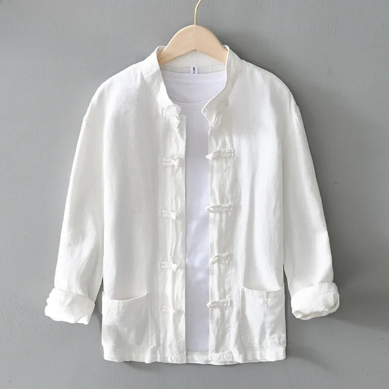 Ellis Mandarin Collar Shirt - Unisex in blue